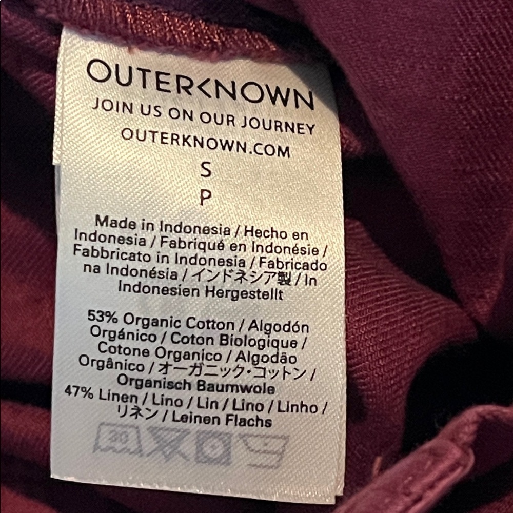 Outerknown | Burgundy S.E.A.‎ Long Sleeve Organic Cotton Jumpsuit Size Small - Picture 11 of 11